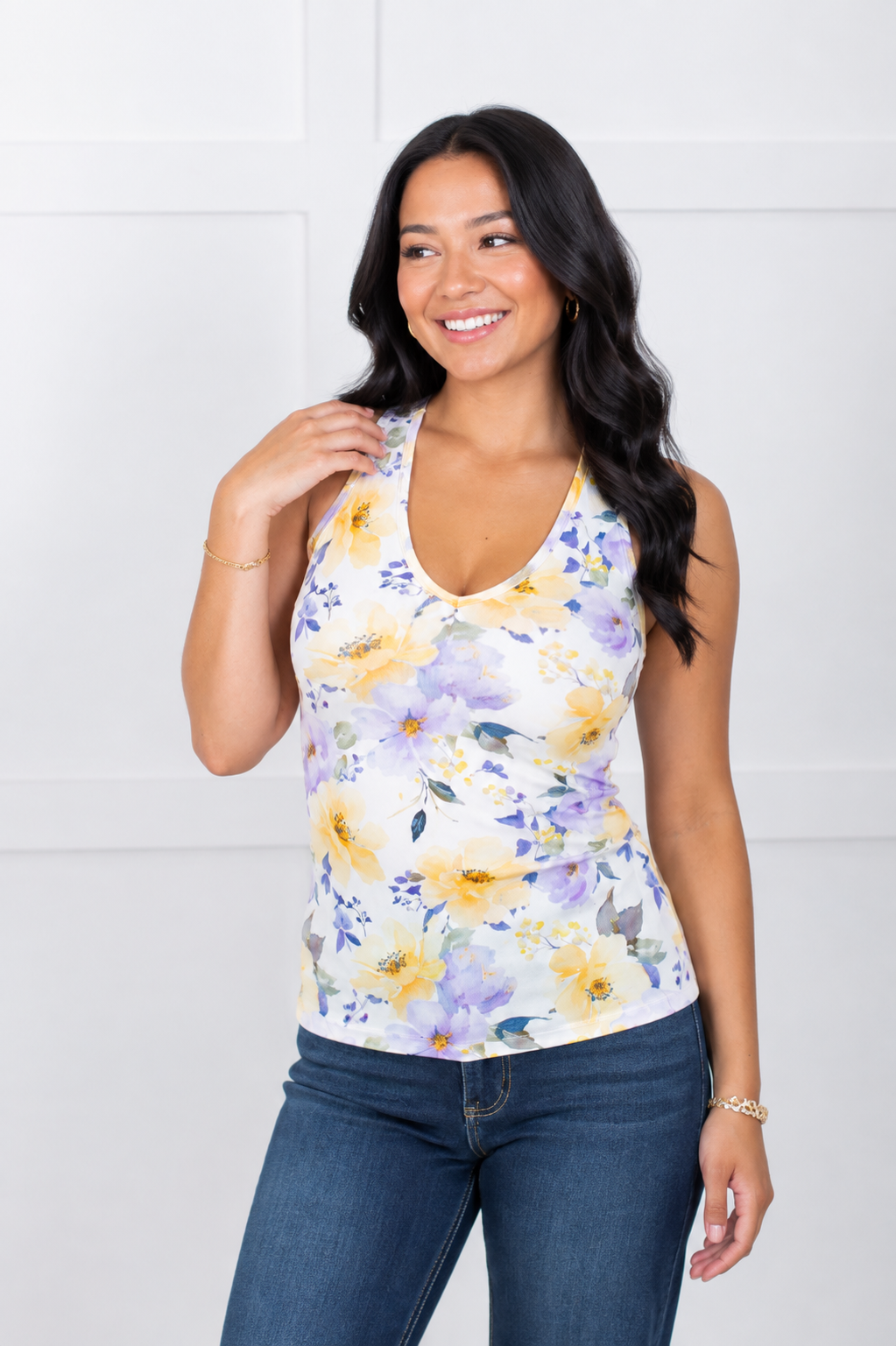 Simply Free Printed V Neck Tank